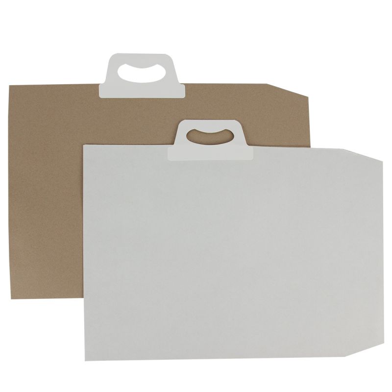 Recycled paper gift bags with flap closing